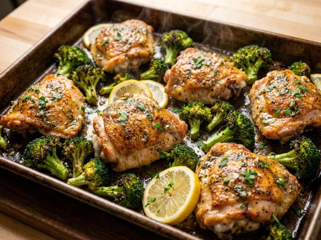 Sheet Pan Chicken Thighs and Broccoli