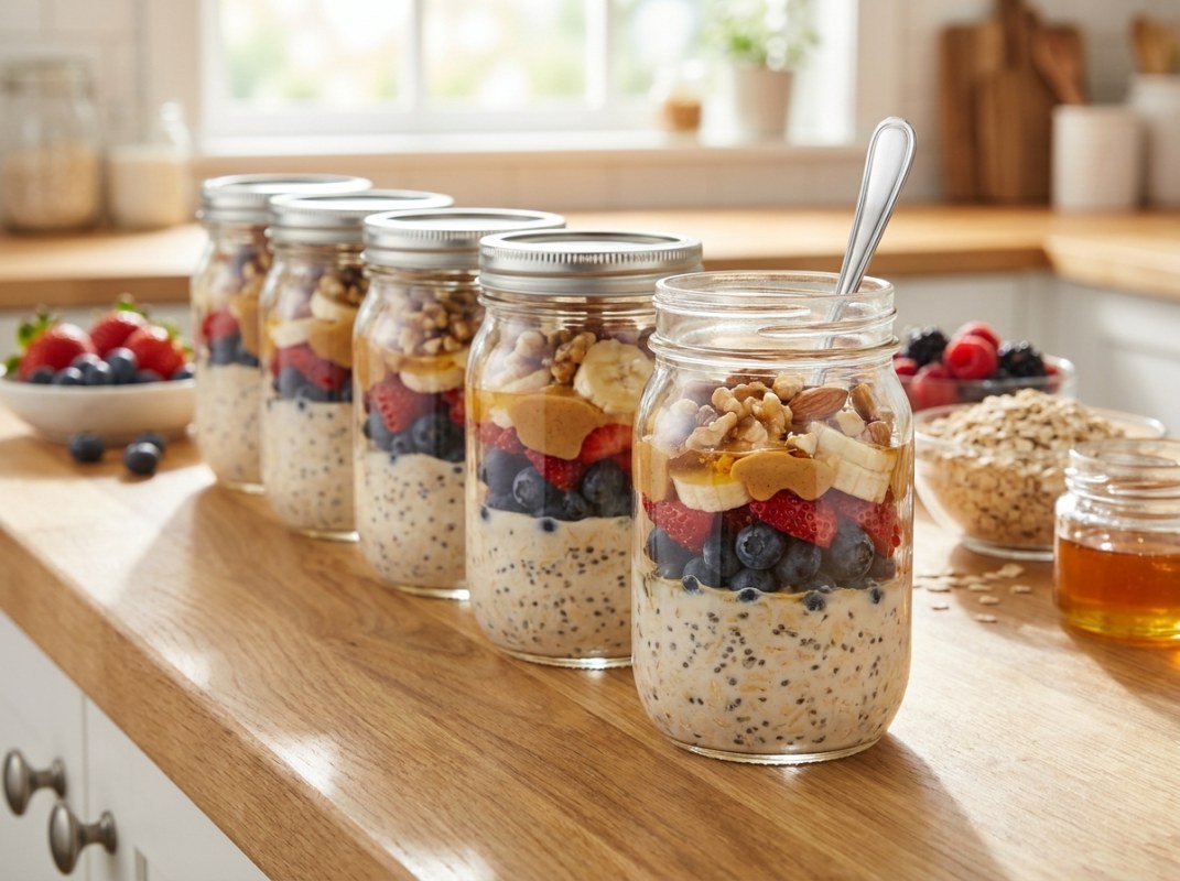 Simple Overnight Oats Meal Prep — 5 Jars in 10 Minutes