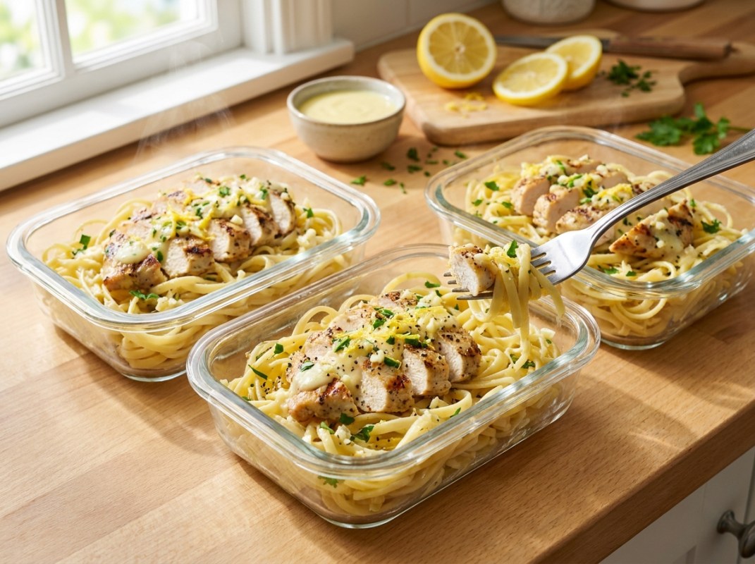 Beginner Meal Prep Pasta — Simple Lemon Chicken Pasta