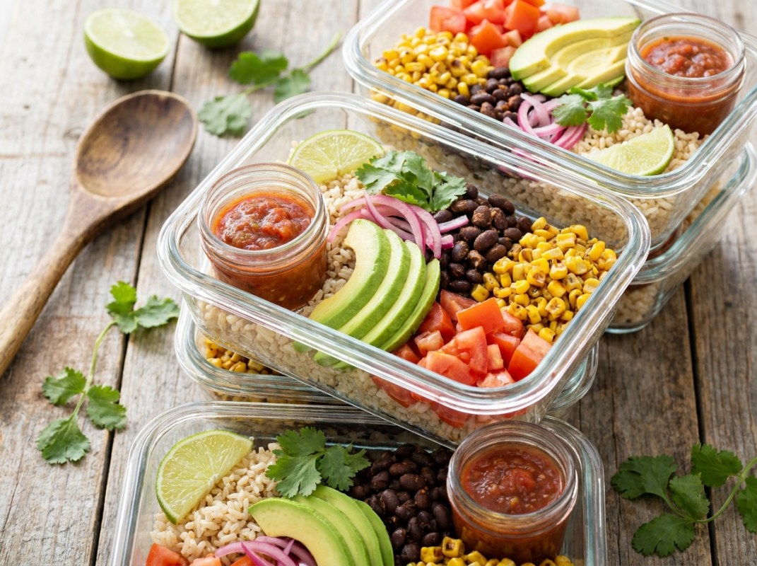 Simple Black Bean Rice Bowl Meal Prep — Vegan Budget Lunch